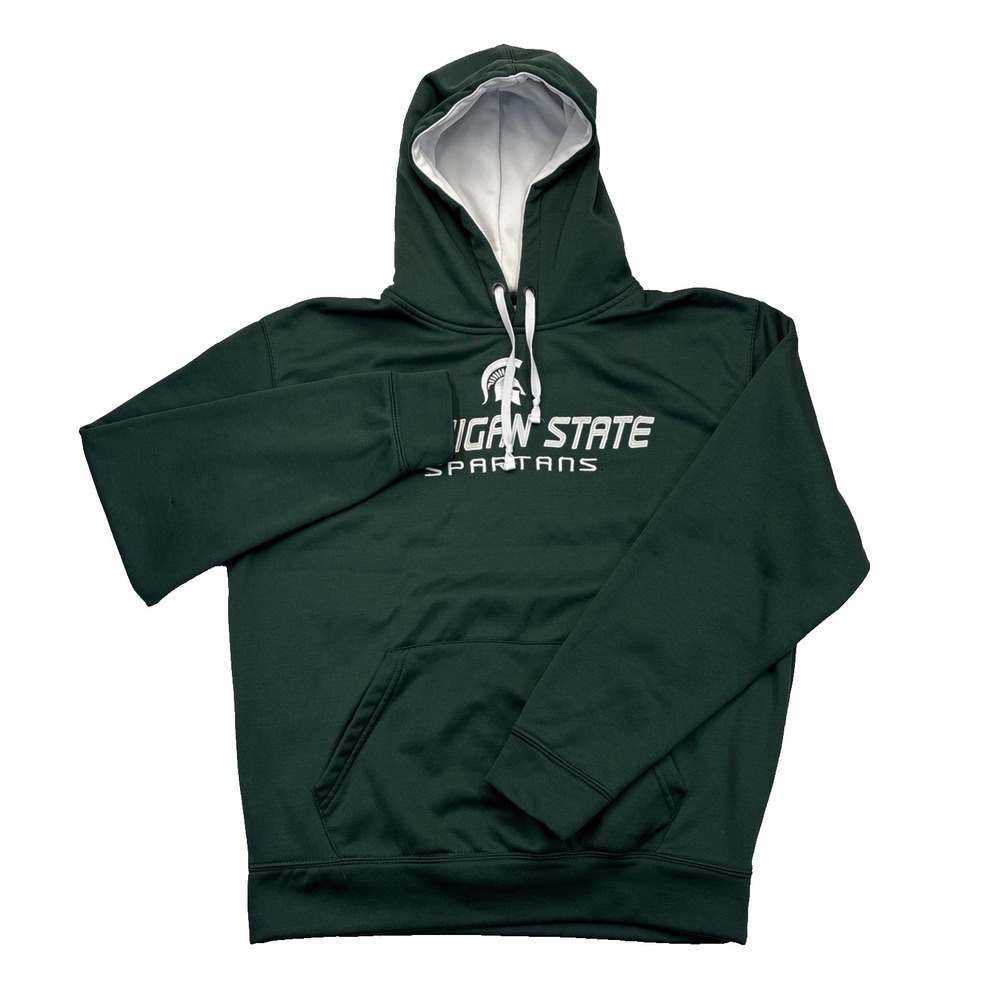 Michigan State Spartans Hoodie Mens Size L Green Embroidered Sweatshirt
